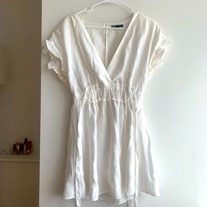 Summery white dress with tie belt- size M